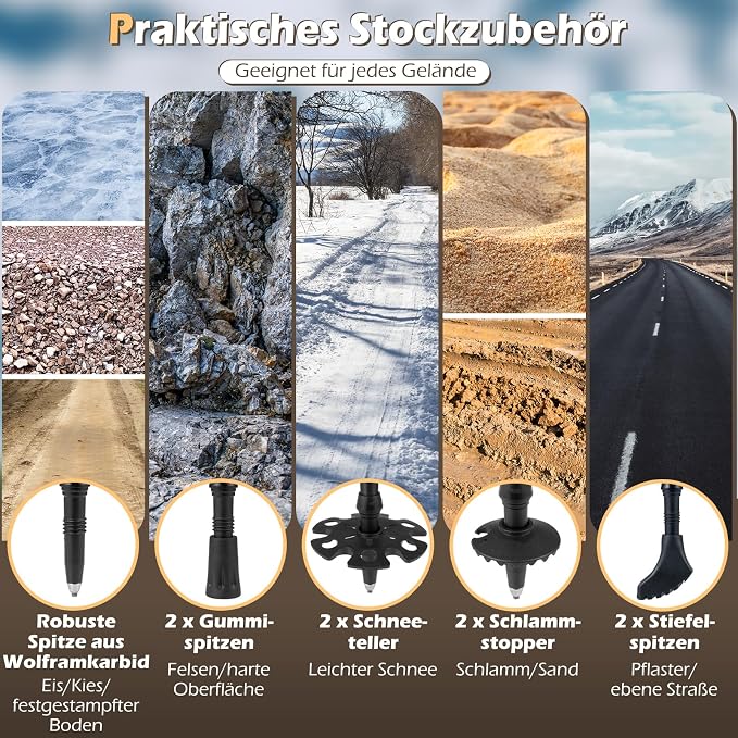 COSTWAY Kijki trekkingowe teleskopowe z aluminium lub włókna - obrazek 5
