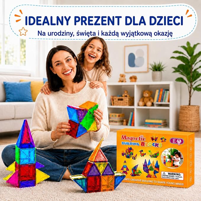 Zestaw 50 Magnetycznych Klocków - obrazek 7