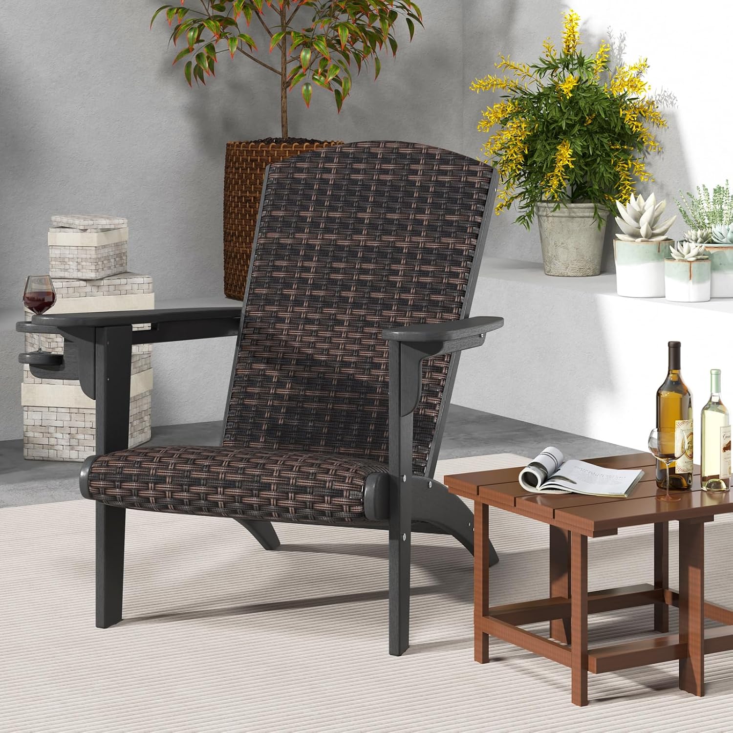 COSTWAY Adirondack krzesło z uchwytem na napoje - obrazek 3