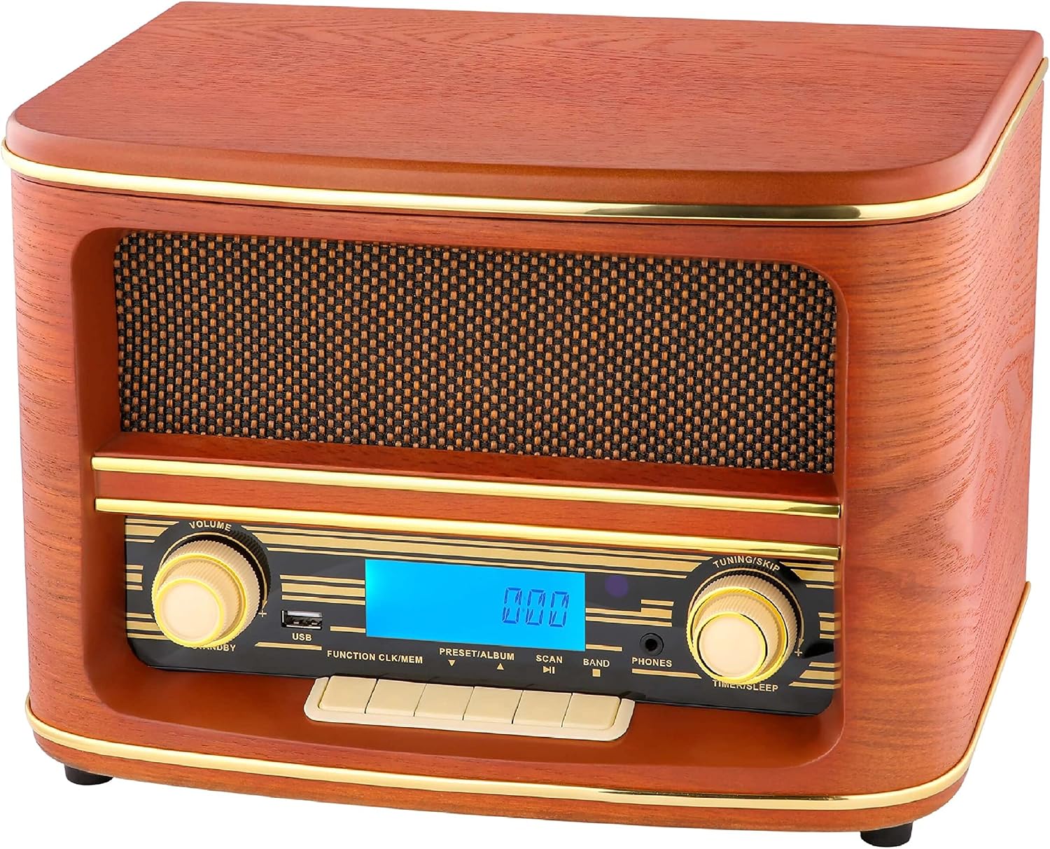 Nostalgia kompaktowy zestaw | Bluetooth | wyświetlacz LCD | retro radio drewniane z odtwarzaczem CD | USB | zestaw muzyczny w stylu retro | wieża stereo | pilot zdalnego sterowania | radio kuchenne | - obrazek 7