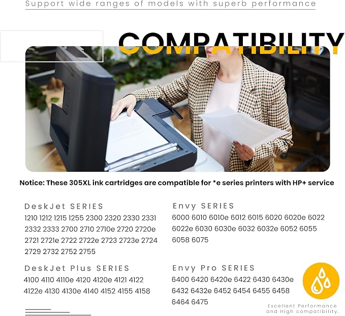 ATOPINK 305XL wkłady atramentowe zamienne do HP 305 wkłady atramentowe czarny i kolorowy, 305 XL do HP DeskJet 2700 2710 2720 2722 Plus 4100 4120 4130 Envy 6000 6010 6020 6030 6030 6030 60 6030 60 - obrazek 2