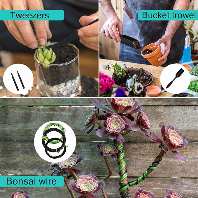Zestaw Narzędzi do Bonsai 28-częściowy Zestaw Ogrodowy z Nożycami - obrazek 6