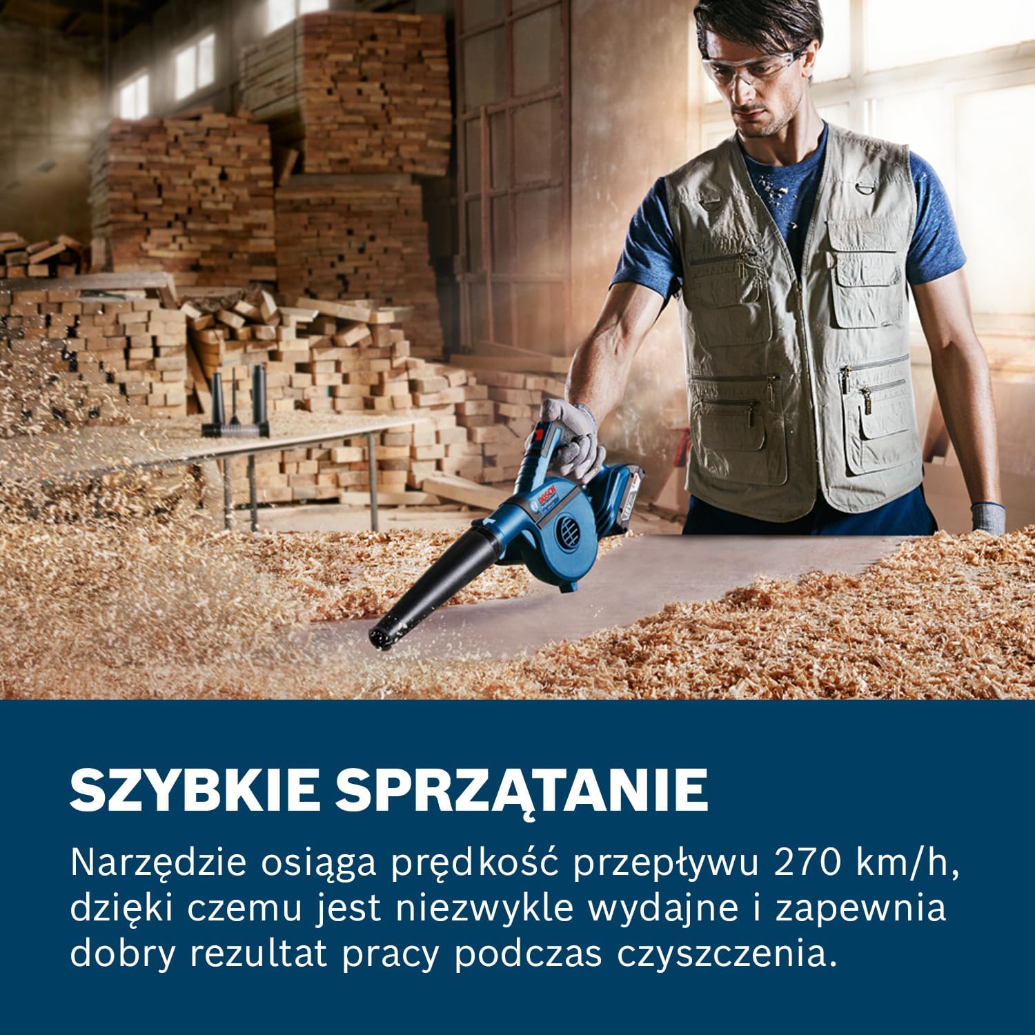 Bosch Professional system 18V: akumulatorowa dmuchawa GBL 18V-120 (prędkość przepływu powietrza do 270 km/h) - obrazek 5