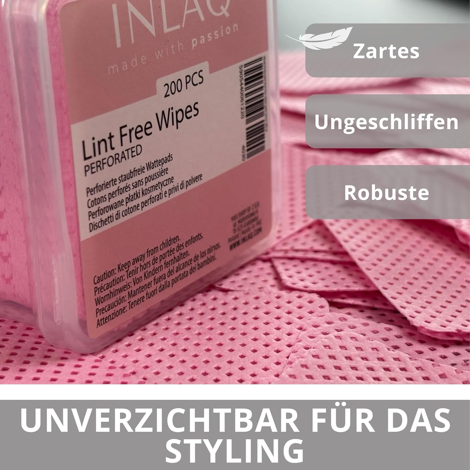 INLAQ® Profesjonalne perforowane waciki bezpyłowe do paznokci - obrazek 3