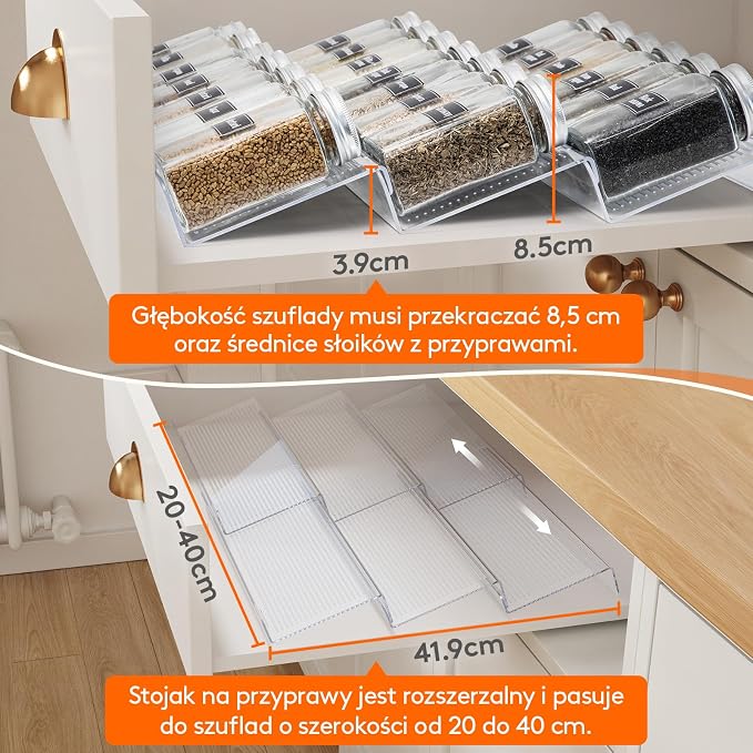Lifewit Plastikowa Regulowana Taca na Przyprawy do Organizacji - obrazek 5