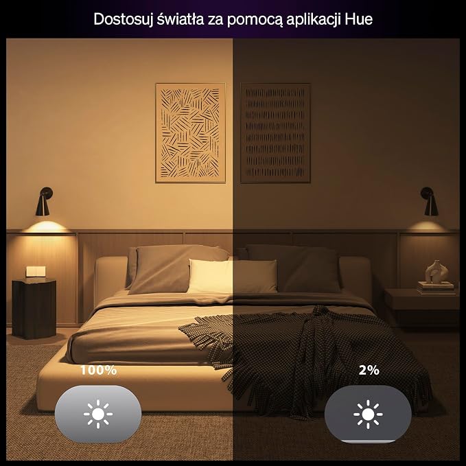 Żarówka Philips Hue Essential Smart LED – ośw. punktowe GU10, White and Color Ambiance, 4,7 W, 2200K–6500K, 345 lumenów, przyciemnianie, działa z Alexą, Asystentem Google i Apple Home, op. 1 szt. - obrazek 6