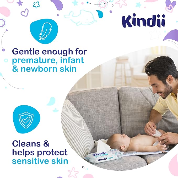 Kindii Baby Wipes Pack of 12 Hypoallergenic Baby Wipes - obrazek 6