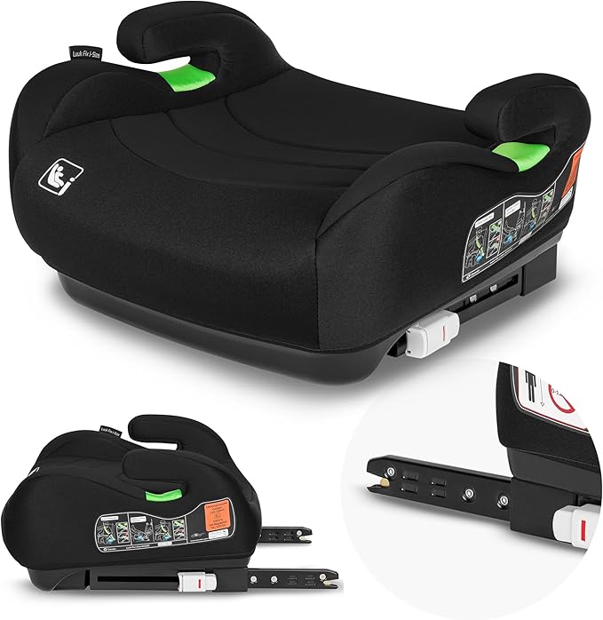 LIONELO LUUK FIX i-Size Podwyższający Fotelik Samochodowy dla Dzieci z ISOFIX, od 22 do 36 kg 125 – 150 cm, Grupa 2 i 3,Wygodne Siedzisko i Podłokietniki, Zdejmowany Pokrowiec
