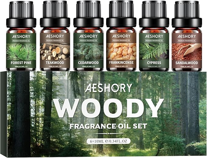 Aeshory 6 x 10ml Drzewny Zestaw Olejków Eterycznych Do Dyfuzorów