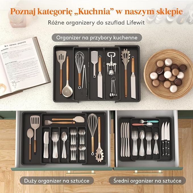 Lifewit Organizer do Szuflady Kuchennej na Sztućce - obrazek 5