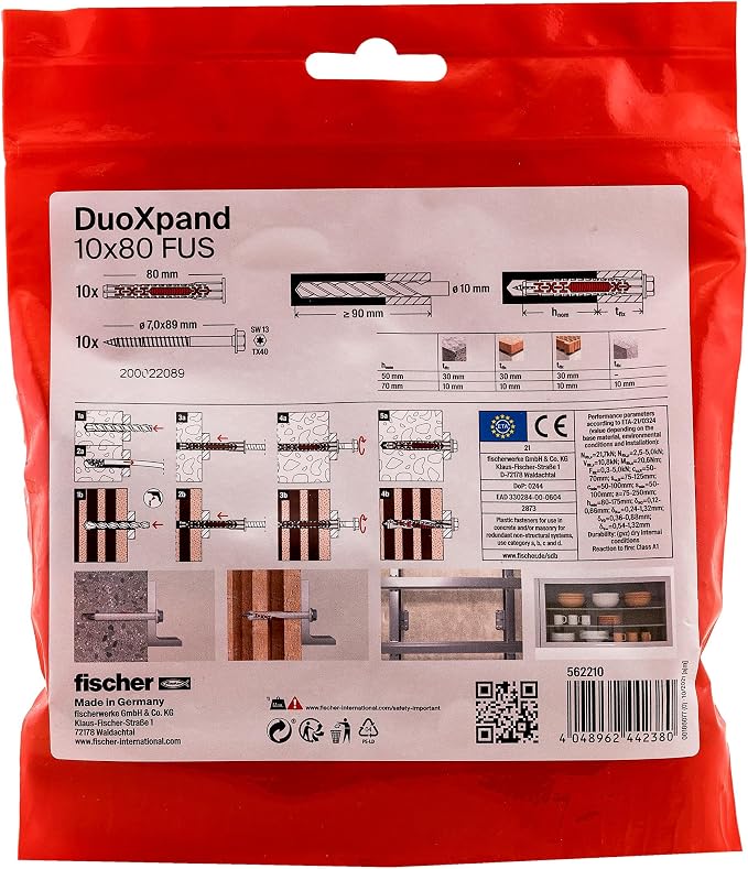 fischer DuoXpand 10 x 80 stóp wysokiej jakości uniwersalne kołki - obrazek 3