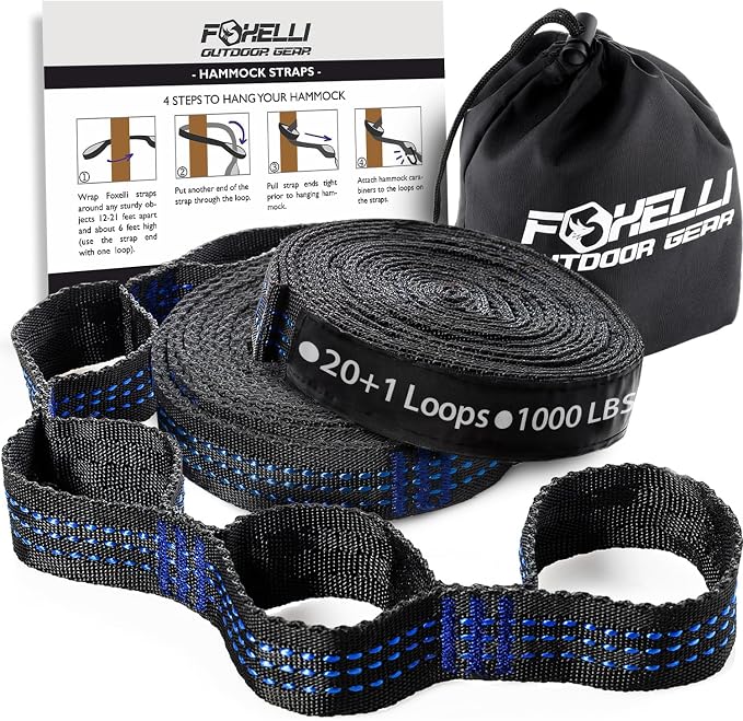 Foxelli Paski do hamaka XL zestaw pasków do hamaka kempingowego