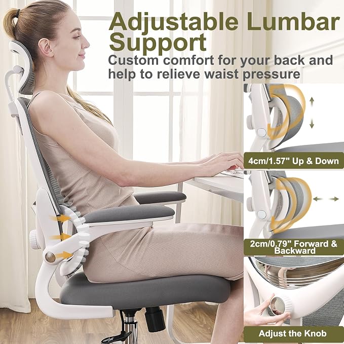 Ergonomiczny fotel do domowego biura z siatkowym wysokim oparciem - obrazek 4