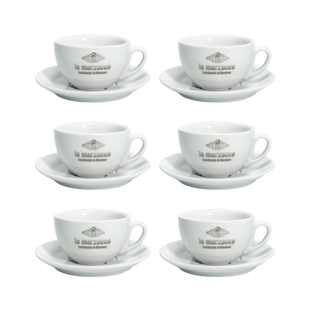 La Marzocco - zestaw 6 filiżanek ze spodkami do latte 300 ml - biały
