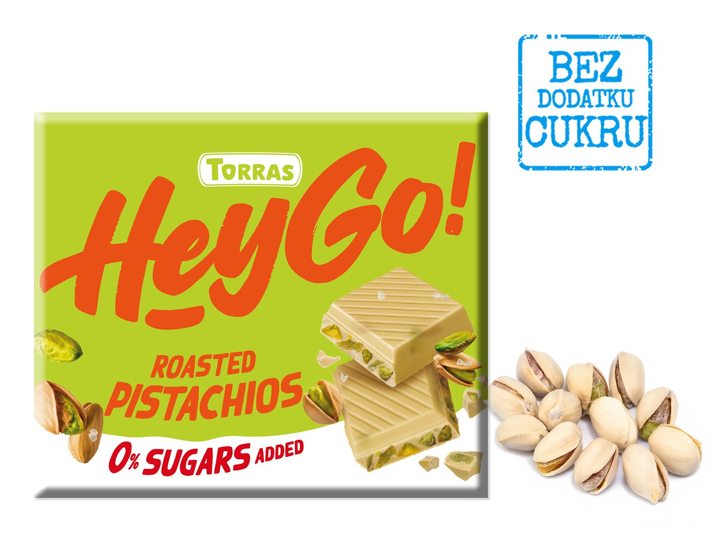 CZEKOLADA BIAŁA Z PISTACJAMI BEZ DODATKU CUKRÓW BEZGLUTENOWA 60 g - TORRAS