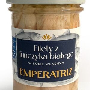 TUŃCZYK BIAŁY FILETY MSC W SOSIE WŁASNYM 185 g (130 g) (SŁOIK) - EMPERATRIZ