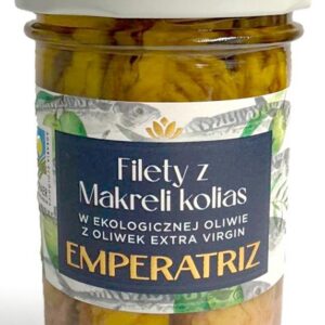 MAKRELA FILETY W BIO OLIWIE Z OLIWEK EXTRA VIRGIN 180 g (SŁOIK) - EMPERATRIZ