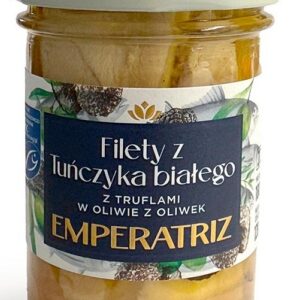 TUŃCZYK BIAŁY FILETY MSC W OLIWIE Z OLIWEK Z TRUFLĄ 180 g (SŁOIK) - EMPERATRIZ
