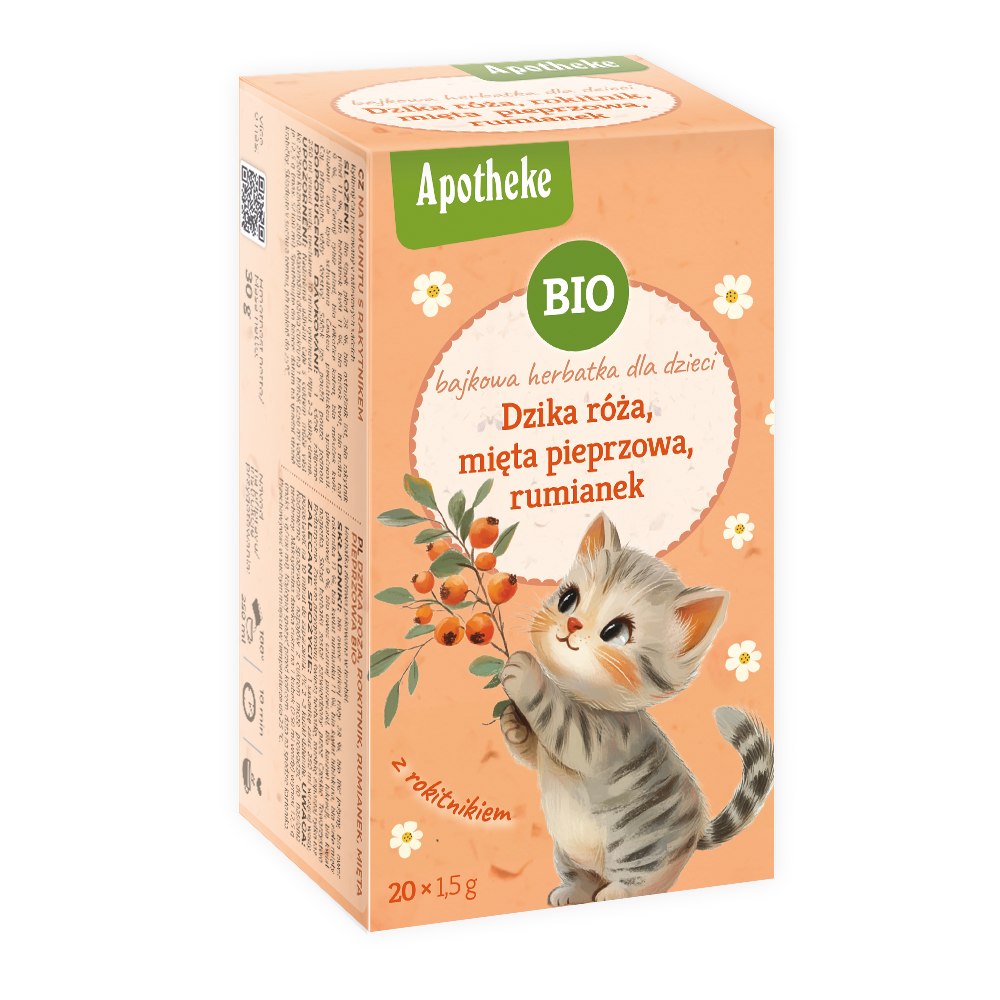HERBATKA BAJKOWA DLA DZIECI - DZIKA RÓŻA, MIĘTA PIEPRZOWA, RUMIANEK I ROKITNIK BIO (20 x 1,5 g) 30 g - APOTHEKE