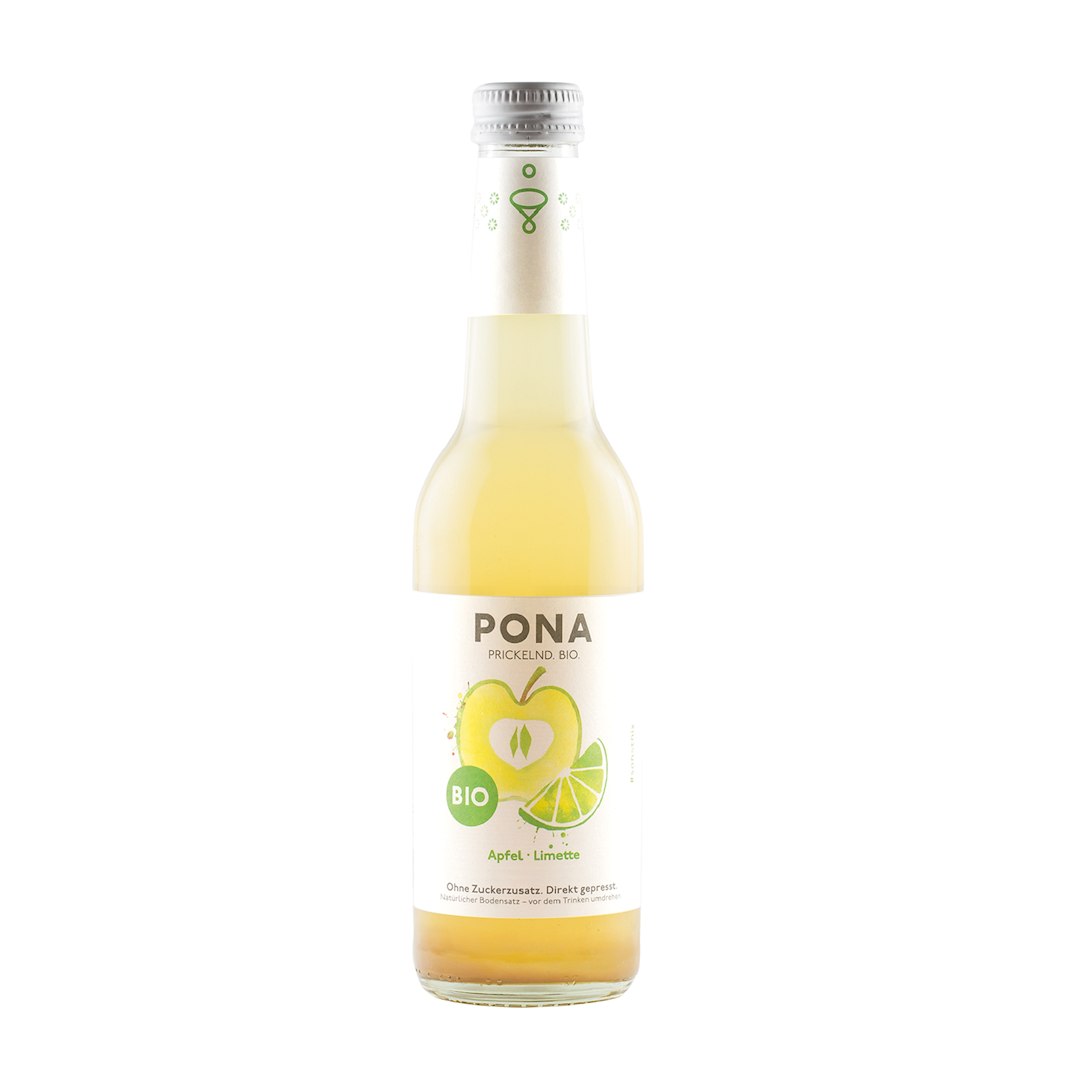 NAPÓJ MUSUJĄCY JABŁKO - LIMONKA BEZ DODATKU CUKRÓW BIO 330 ml - PONA