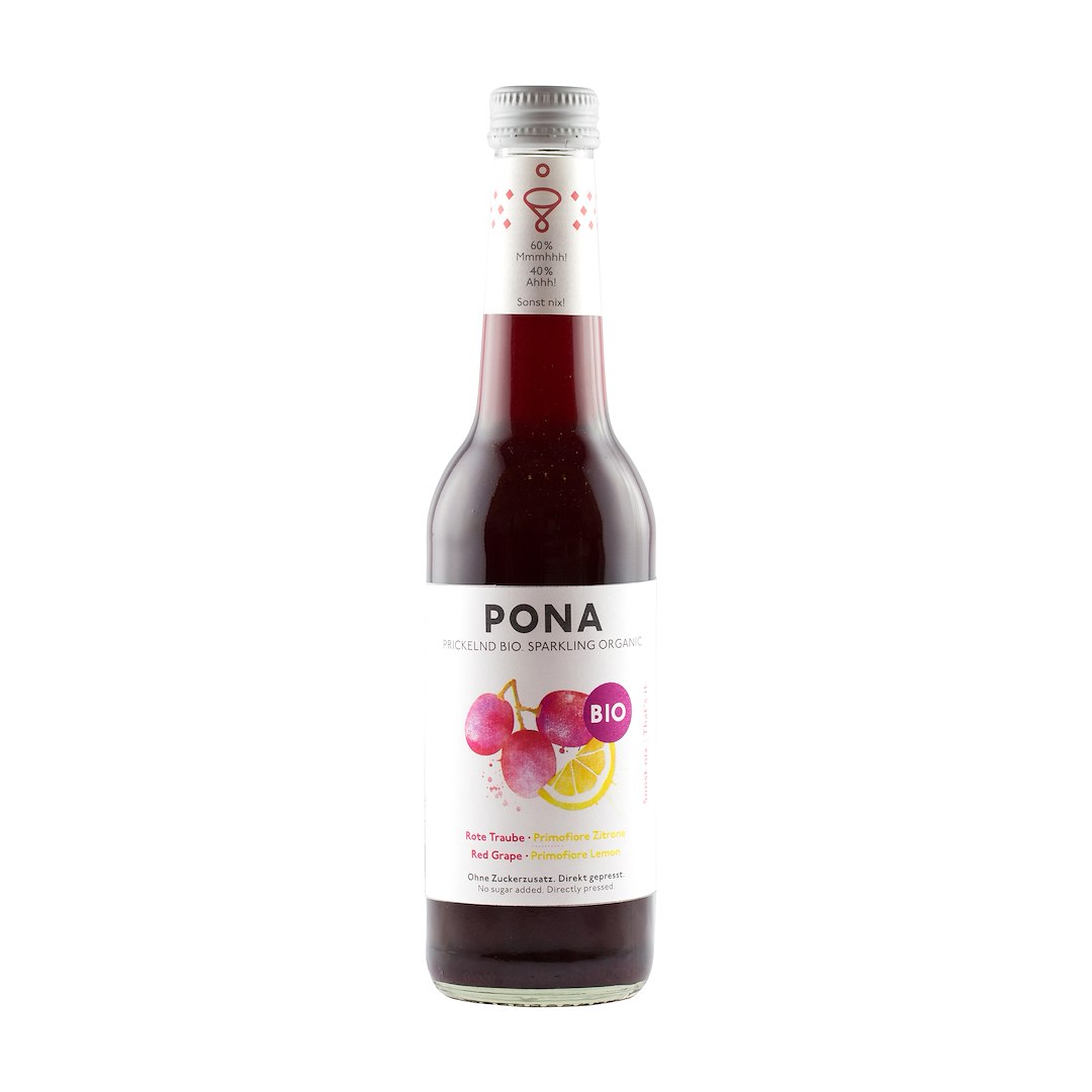 NAPÓJ MUSUJĄCY CZERWONE WINOGRONA - CYTRYNA BEZ DODATKU CUKRÓW BIO 330 ml - PONA
