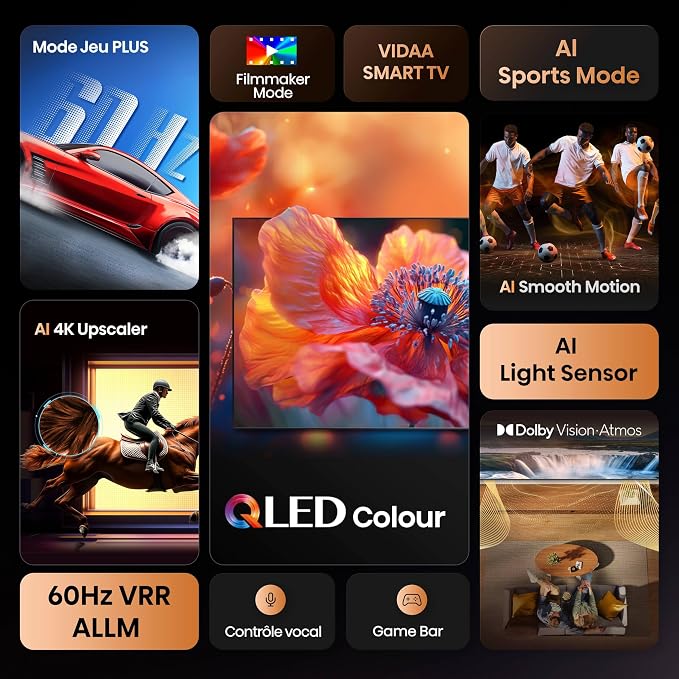 Hisense 50E7DS QLED 4K 50" (126 cm) – seria E7DS – Dolby Vision IQ, HSR 120 Hz, tryb gier Plus, Alexa - obrazek 2