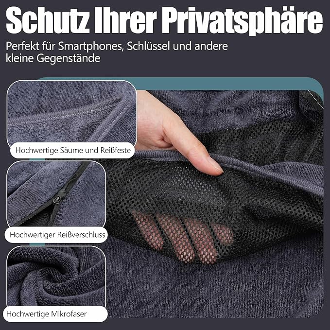 Ręcznik do fitnessu 120x50cm sportowy ręcznik z kieszenią na zamek - obrazek 5