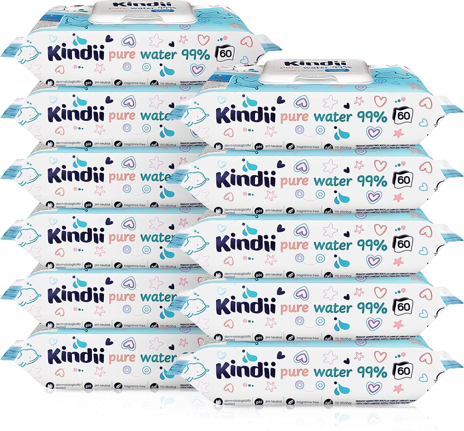 Kindii Baby Wipes Pack of 12 Hypoallergenic Baby Wipes - obrazek 2