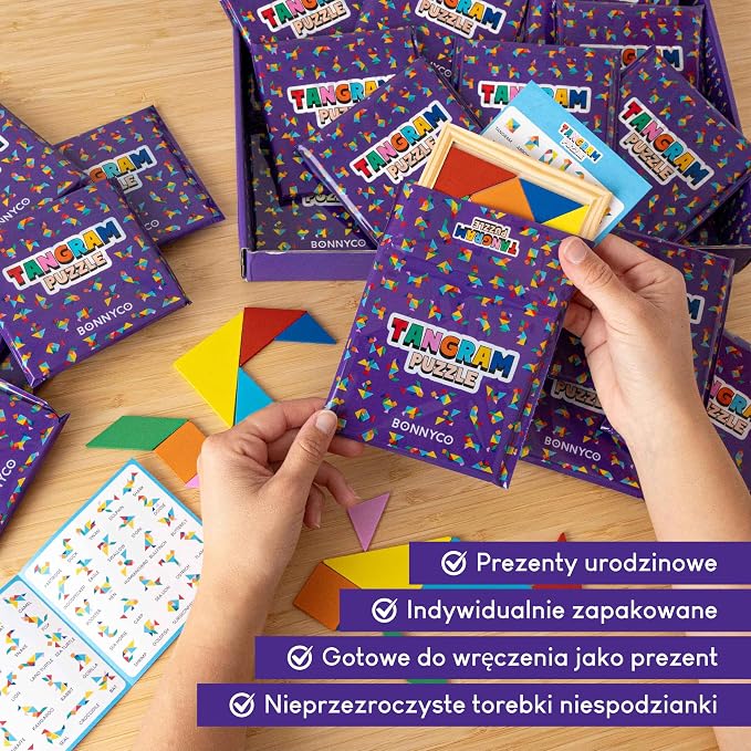 BONNYCO Puzzle Tangram dla Dzieci Pakiet 30 Wypełniaczy do Torebek - obrazek 5