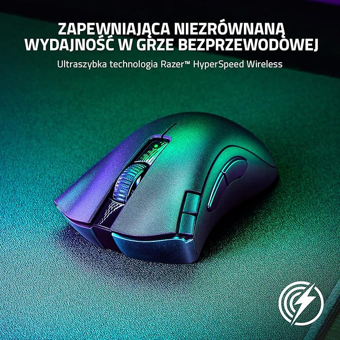 Razer DeathAdder V2 X HyperSpeed - ergonomiczna mysz do gier bezprzewodowych (235 godzin pracy na baterii, bezprzewodowa technologia HyperSpeed, czujnik optyczny 14K DPI) Czarny - obrazek 7