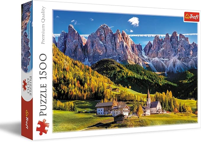 Trefl - Puzzle 1500 Elementów, Dolina Val di Funes, Dolomity, Włochy | Dla dzieci i dorosłych 14+, wysokiej jakości, kreatywna rozrywka, precyzyjnie dopasowane, idealny prezent, relaks, dekoracja