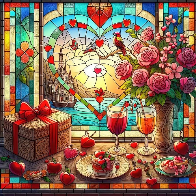 Puzzle dla dorosłych, 1024 elementy, puzzle z motywem serca, z plakatem i oznaczeniami literowymi na odwrocie, unikalne, dobrze dopasowane elementy bez pyłu, 58 x 58 cm