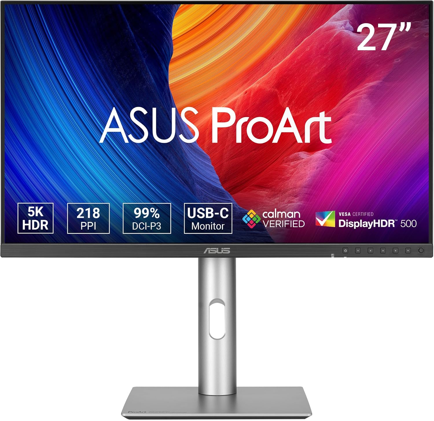 ASUS ProArt PA27JCV profesjonalny monitor 27" 5K - 16:9, 5120 x 2880, 10-bitowy, LuxPixel AGLR, Auto KVM, ergonomiczny, Calman, DisplayHDR 500 - DisplayPort, HDMI, 96 W USB-C, koncentrator USB - obrazek 2