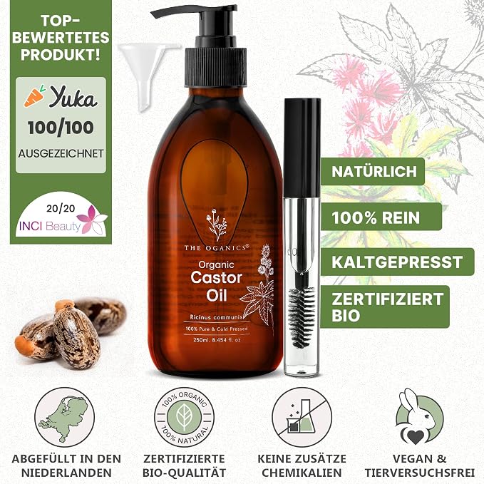 Castor Oil 250ml Organic 100% Pure - obrazek 3