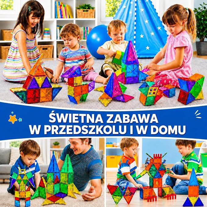 Zestaw 50 Magnetycznych Klocków - obrazek 6