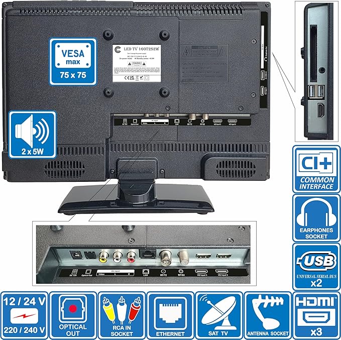 Unispectra ® 16” Smart TV Full HD 230V 12V 24V potrójny tuner - obrazek 6