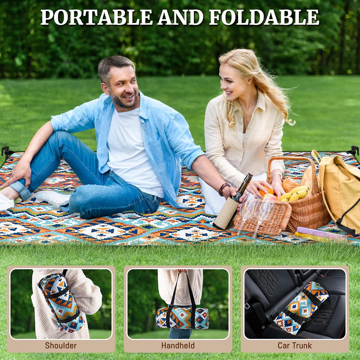 Gucass Boho Koc piknikowy 200x200 cm - obrazek 6