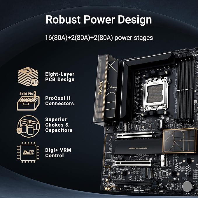 ASUS ProArt X870E-CREATOR WIFI płyta główna AMD X870E ATX, gniazdo PCIe 5.0 x16, procesor graficzny nowej generacji, 16+2+2 stopnie zasilania, DDR5, podwójny USB4, 2,5 Gb LAN, WiFi 7, 4 gniazda M.2 - obrazek 5