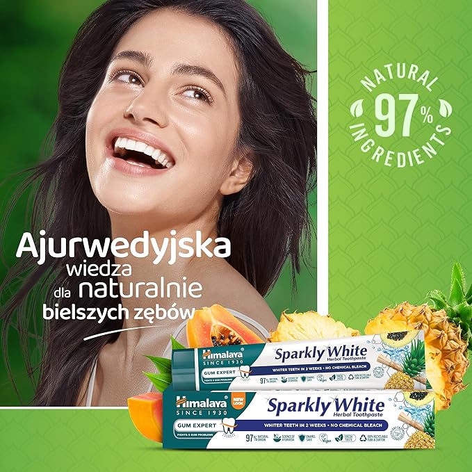 Himalaya Sparkly White Ziołowa Pasta do Zębów 75ml Wybielanie - obrazek 5