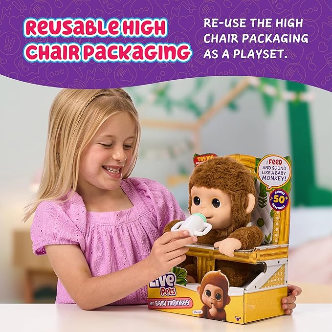 Little Live Pets My Baby Monkey zestaw 1 pluszaków - obrazek 7