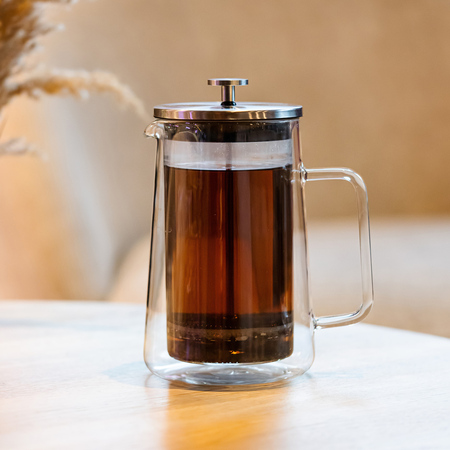 Vialli Design french press DIVA szklany z podwójną ścianką 1l srebrny mat - obrazek 4
