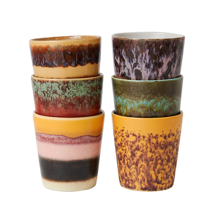 HKliving - Zestaw 6 kubków ceramicznych Valley 70s 230ml - obrazek 2