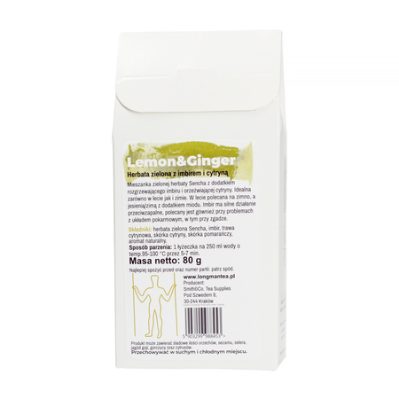Long Man Tea - herbata zielona sypana Lemon & Ginger 80 g - obrazek 2