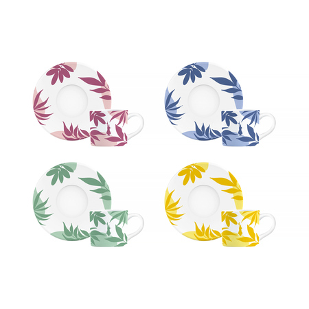 Bialetti - Primavera - Zestaw 4 filiżanek ze spodkiem