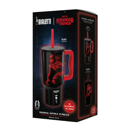 Bialetti - kubek termiczny ze słomką i uchwytem Stranger Things 900ml - świecący w ciemności - obrazek 3