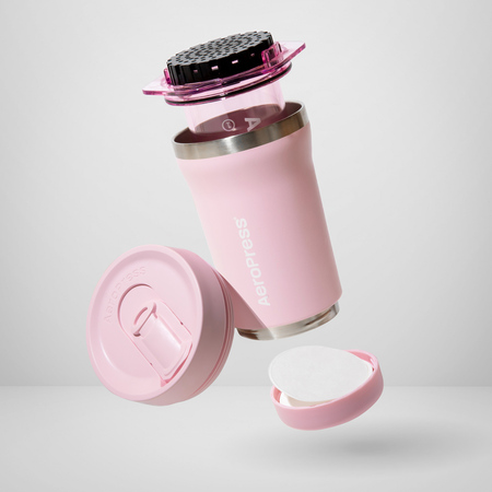 AeroPress Go Plus - Zaparzacz do kawy z kubkiem termicznym różowy - obrazek 3