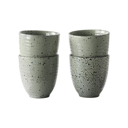 HKliving Zestaw 4 ceramicznych kubków zielonych 295ml