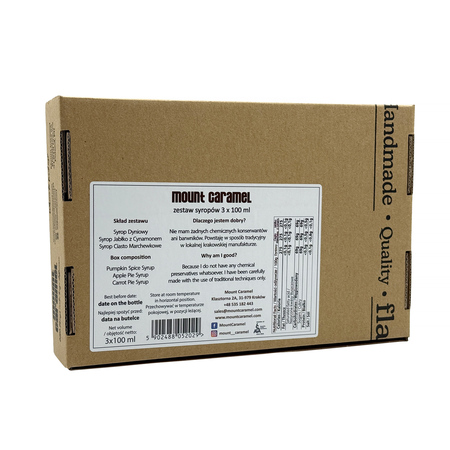 Mount Caramel - Zestaw syropów 3 x 100ml Dynia - Ciasto Marchewkowe - Jabłko z Cynamonem - obrazek 2
