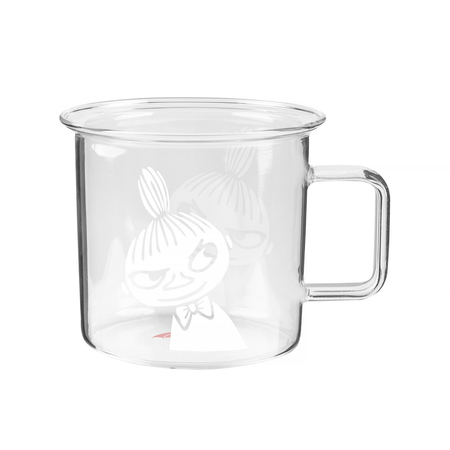 Moomin kubek szklany Mała mi biały nadruk 350 ml transparentny + kartonik - obrazek 3