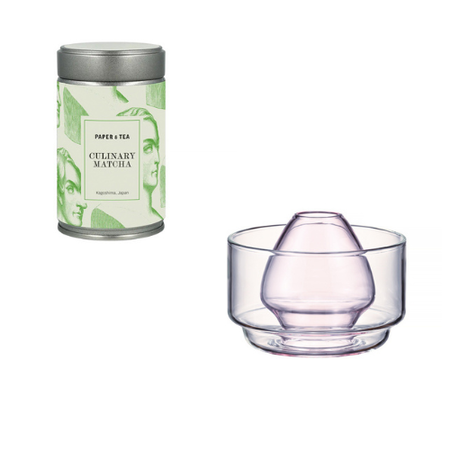 Hario - miseczka do matchy różowa + Paper & Tea Matcha puszka 80 g